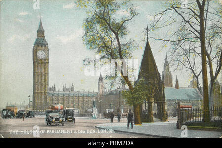 772 chambres du Parlement et Big Ben, James Henderson, carte postale envoyée 1918 02 Banque D'Images