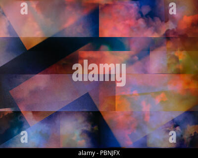 Les nuages colorés avec chevauchement des couches rectangulaires Banque D'Images