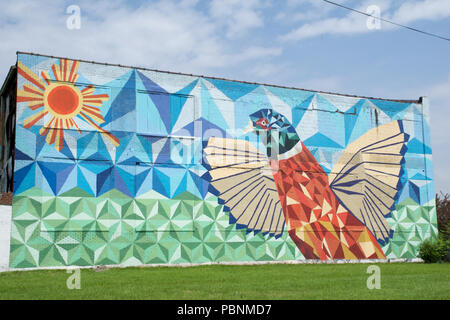 DETROIT, MICHIGAN, UNITED STATES - 22 MAI 2018 : bâtiment abandonné de graffitis au centre-ville d'Detorit Banque D'Images