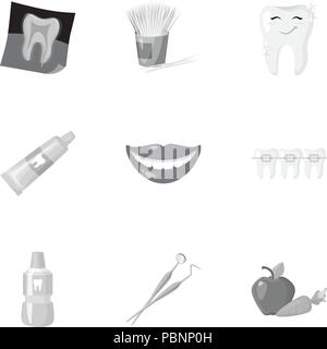 Ensemble de soins dentaires icônes de design monochrome. Grande collection de soins dentaires symbole vecteur illustration stock Illustration de Vecteur