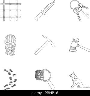 Cage,ensemble,cell,collection,cour,crime,chien,d'empreintes digitales,footprint,hammer,icône,menottes,illustration,images,prison,isolé,logo,touches,loupe,mask,object,contours,prison prisonnier prisonniers,,,punch,mort,set,signer,Surveillance,voleurs,voleur,symbole vecteur,web,bois, vecteurs vecteur , Illustration de Vecteur