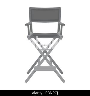 Director's Chair icône dans le style monochrome isolé sur fond blanc. Films et cinéma symbol vector illustration. Illustration de Vecteur