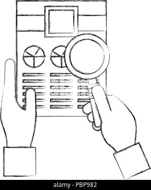 Les mains avec document file et loupe, vector illustration design Illustration de Vecteur