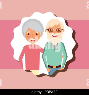 Grandparenst bonne journée grand-maman et grand-papa portrait vector illustration Illustration de Vecteur