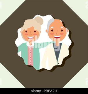 Grandparenst bonne journée grand-maman et grand-papa portrait vector illustration Illustration de Vecteur