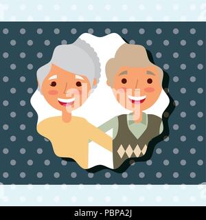 Grandparenst bonne journée grand-maman et grand-papa portrait vector illustration Illustration de Vecteur