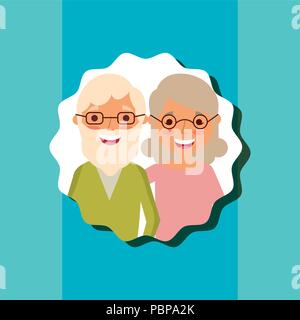 Grandparenst bonne journée grand-maman et grand-papa portrait vector illustration Illustration de Vecteur