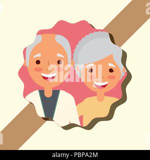 Grandparenst bonne journée grand-maman et grand-papa portrait vector illustration Illustration de Vecteur