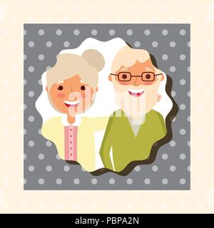 Grandparenst bonne journée grand-maman et grand-papa portrait vector illustration Illustration de Vecteur