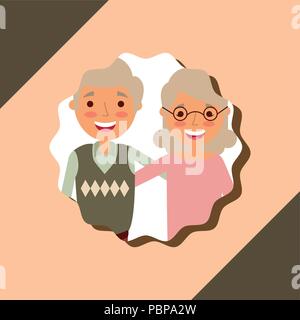 Grandparenst bonne journée grand-maman et grand-papa portrait vector illustration Illustration de Vecteur