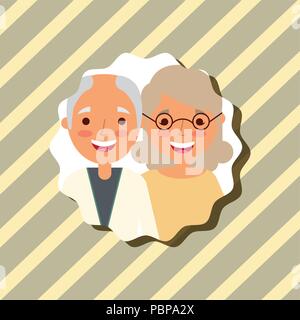 Grandparenst bonne journée grand-maman et grand-papa portrait vector illustration Illustration de Vecteur