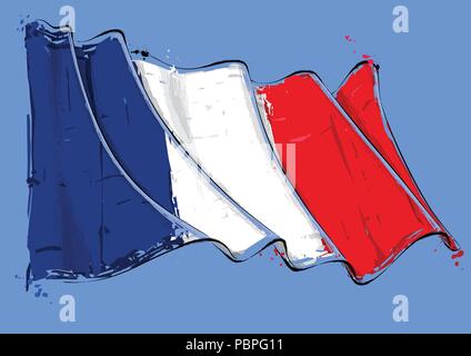 Vector Illustration d'un grange Waving Flag français. Tous les éléments parfaitement sur des couches bien définies Illustration de Vecteur