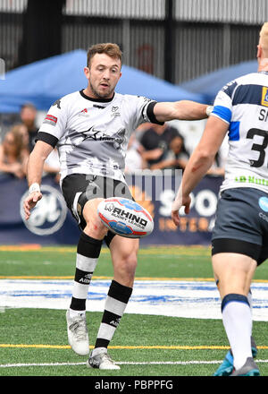 Lamport Stadium à Toronto, Ontario, Canada, le 28 juillet 2018. Ryan Brieley Wolfpack de Toronto sur l'attaque contre Featherstone Rovers lors de Toronto Wolfpack v Featherstone Rovers dans le championnat de Betfred. Credit : Touchlinepics/Alamy Live News Banque D'Images