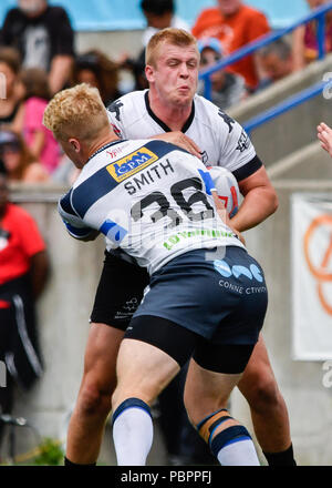 Lamport Stadium à Toronto, Ontario, Canada, le 28 juillet 2018. Jack Bussey de Toronto Wolfpack sur l'attaque contre Featherstone Rovers lors de Toronto Wolfpack v Featherstone Rovers dans le championnat de Betfred. Credit : Touchlinepics/Alamy Live News Banque D'Images