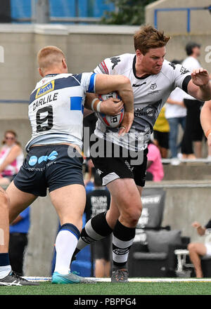 Lamport Stadium à Toronto, Ontario, Canada, le 28 juillet 2018. Jake Emmitt de Toronto Wolfpack sur l'attaque contre Featherstone Rovers lors de Toronto Wolfpack v Featherstone Rovers dans le championnat de Betfred. Credit : Touchlinepics/Alamy Live News Banque D'Images