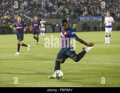 Los Angeles, Californie, USA. 28 juillet, 2018. Malcom du FC Barcelone (26) dans les actions au cours de l'International Champions Cup Match contre Tottenham Hotspur le 28 juillet 2018 à Pasadena, en Californie. Barcelone a gagné 5-3 en tirs de barrage après le match était à égalité 2-2 dans le règlement. Ringo : crédit Chiu/ZUMA/Alamy Fil Live News Banque D'Images