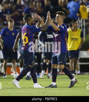 Los Angeles, Californie, USA. 28 juillet, 2018. Malcom du FC Barcelone (26) célèbre avec son coéquipier après avoir battu Tottenham Hotspur pendant le match de Coupe des Champions International le 28 juillet 2018 à Pasadena, en Californie. Barcelone a gagné 5-3 en tirs de barrage après le match était à égalité 2-2 dans le règlement. Ringo : crédit Chiu/ZUMA/Alamy Fil Live News Banque D'Images