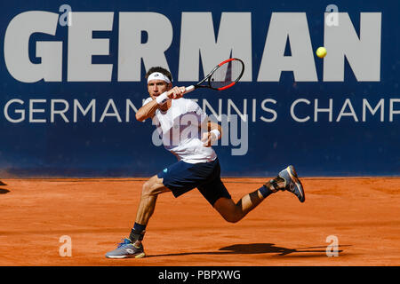 Hambourg, Allemagne, 29 juillet 2018 : Nikoloz Basilashvili de Géorgie a remporté son 1er titre ATP-Tour pendant l'Open allemand à Hambourg Rothenbaum. Crédit : Frank Molter/Alamy live news Banque D'Images