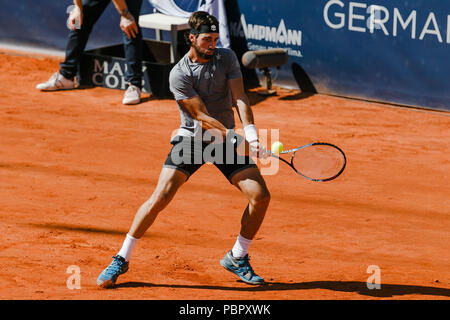 Hambourg, Allemagne, 29 juillet 2018 : Nikoloz Basilashvili de Géorgie a remporté son 1er titre ATP-Tour pendant l'Open allemand à Hambourg Rothenbaum. Crédit : Frank Molter/Alamy live news Banque D'Images