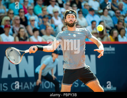 Hambourg, Allemagne, 29 juillet 2018. Tennis ATP Tour German Open, des célibataires, des hommes, dans la finale Tennis Stadium à Rothenbaum : Basilashvili (Géorgie) - Mayer (Argentine). Nikoloz Basilashvili pendant le jeu. Photo : Daniel Bockwoldt/dpa dpa : Crédit photo alliance/Alamy Live News Banque D'Images