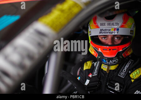 Norwich, Norfolk, Royaume-Uni. 29 juillet, 2018. Pilote de course BTCC Senna Proctor et la puissance maximum pendant la course durs Dunlop MSA British Touring Car Championship de Snetterton circuit Indy. Photo par Gergo Toth / Alamy Live News Banque D'Images