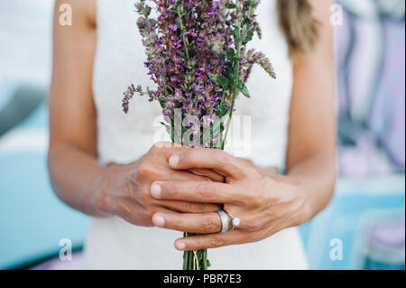 Détail tournage de bridal bouquet Banque D'Images