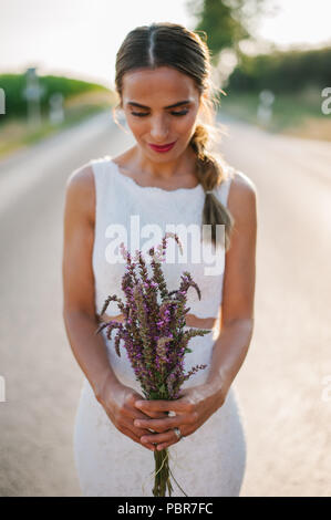 Détail tournage de bridal bouquet Banque D'Images