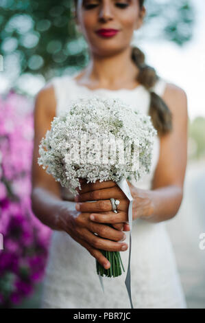 Détail tournage de bridal bouquet Banque D'Images