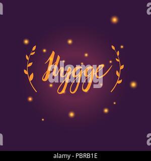 Vector Hygge carte avec lettrage main inscription Illustration de Vecteur