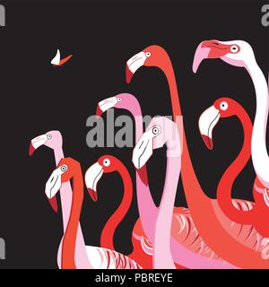 Beaucoup de flamants roses rouge graphiques Illustration de Vecteur