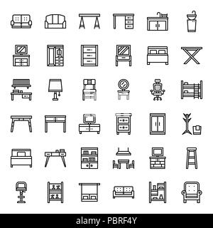 L'icône Contour mobilier, ménage, isolé sur fond blanc Illustration de Vecteur