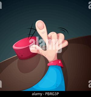 La caricature et l'illustration du bouton rouge. Illustration de Vecteur