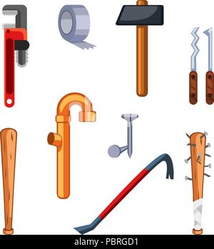 Jeu de survie Articles jeu cartoon - arme émoussée Illustration de Vecteur