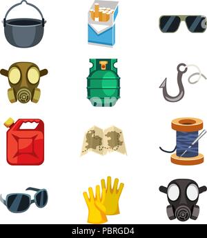 Jeu de survie Articles jeu cartoon - matériel Illustration de Vecteur