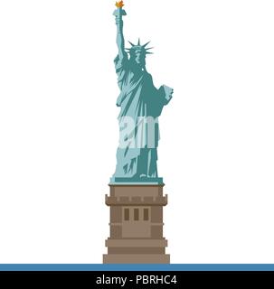 Modèle plat icône vecteur isolé de la Statue de la liberté sur Ellis Island, New York, États-Unis d'Amérique Illustration de Vecteur