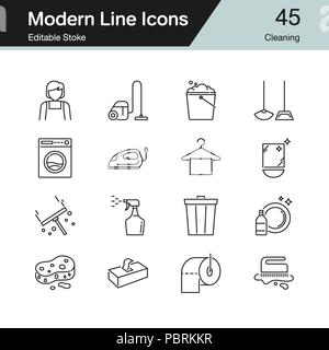 Icônes de nettoyage. Conception en ligne moderne 45. Pour la présentation, la conception graphique, application mobile, design web, infographie. Avc. modifiable Mauvais vecteur Illustration de Vecteur