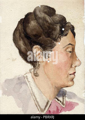 Acuarela representando un Rosalía de Castro por Alexandra Murguía (1859-1927) a súa filla. Banque D'Images