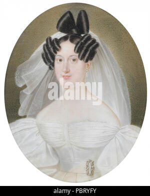 Adalbert Suchy - Bildnis einer Braut mit Biedermeierfrisur 1835. Banque D'Images