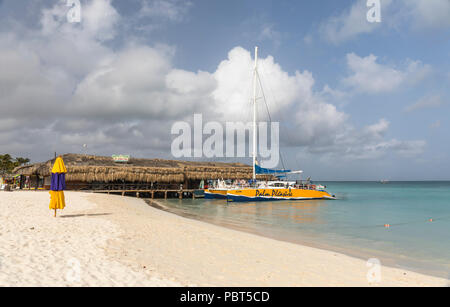 De la jetée de Palm, Palm Beach, Aruba, Antilles Banque D'Images