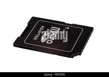 Carte mémoire micro SD isolé sur fond blanc Banque D'Images