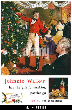 La publicité pour Noël 1954 Johnnie Walker Whisky Écossais. Banque D'Images