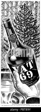 1954 Noël américain annonce pour la tva 69 Scotch whisky. Banque D'Images