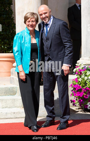 Christian Neureuther (ehemaligen Skirennläufer Mittermeier-Neureuther) und Rosi (Guinée) Skirennläuferin Banque D'Images