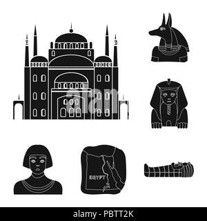 L'Egypte ancienne icônes noires dans set collection pour la conception. Le règne du Pharaon symbole vecteur illustration de stock. Illustration de Vecteur