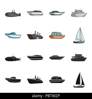 Bateau de sauvetage, de protection, de marchandises navire à vapeur, location de bateaux et de sports.le transport de l'eau collection set icônes dans black,cartoon style symbole vecteur stock illus Illustration de Vecteur