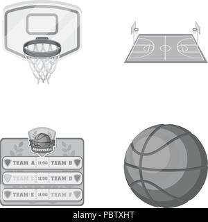 Le basket-ball et les attributs des icônes noires dans set collection pour design.joueur de basket-ball et un vecteur d'équipement stock symbol illustration. Illustration de Vecteur