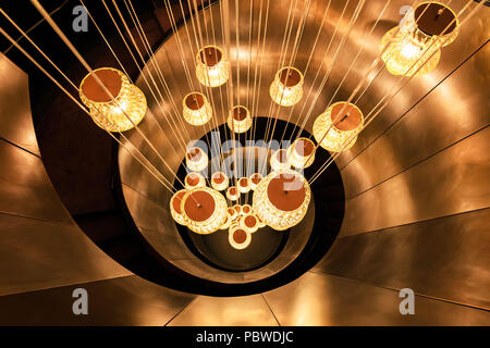 De Pékin, Pékin, Chine. 30 juillet, 2018. Beijing, Chine-escaliers en spirale chez Bulgari Hotel Beijing, Chine. Crédit : SIPA Asie/ZUMA/Alamy Fil Live News Banque D'Images