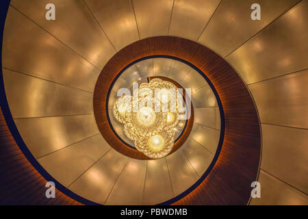 De Pékin, Pékin, Chine. 30 juillet, 2018. Beijing, Chine-escaliers en spirale chez Bulgari Hotel Beijing, Chine. Crédit : SIPA Asie/ZUMA/Alamy Fil Live News Banque D'Images