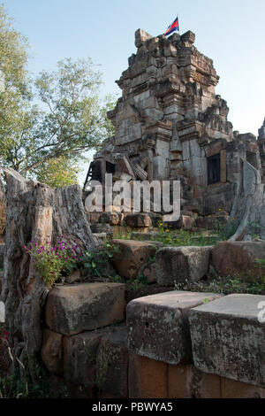 Battambang au Cambodge, en vue de Wat Ek Phnom un temple angkorien du 11ème siècle Banque D'Images