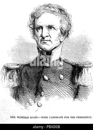 WINFIELD SCOTT (1786-1866) général de l'armée américaine et comme ici candidat à la présidence du parti Whig en 1852 Banque D'Images